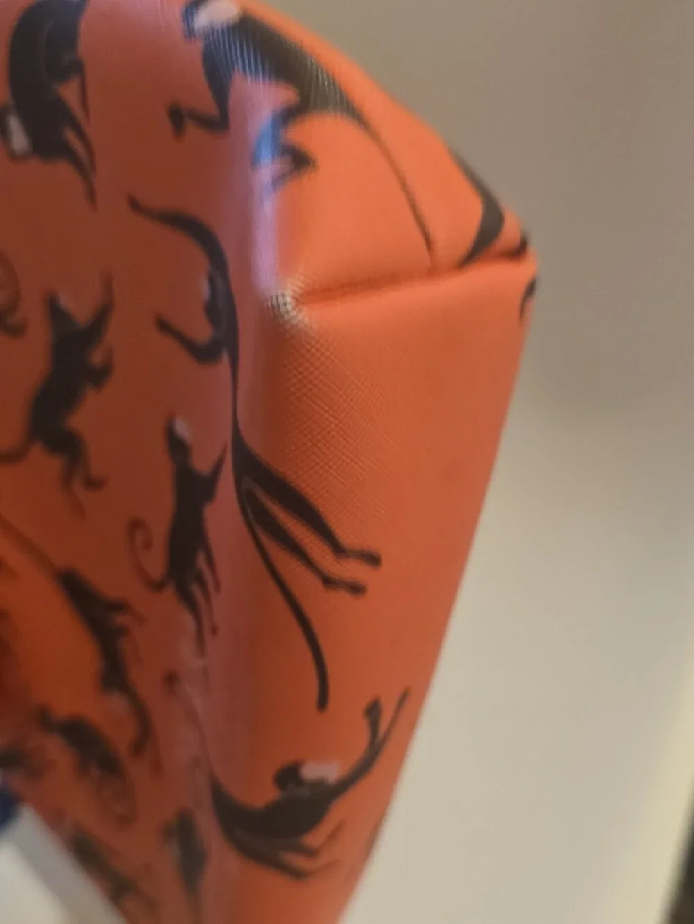 Scape Park Orange Wristlet Pouch with Navy Trim and Black Monkey Print